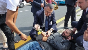 AKPli Fuat Oktay yaralı sürücüye kolonya döktü